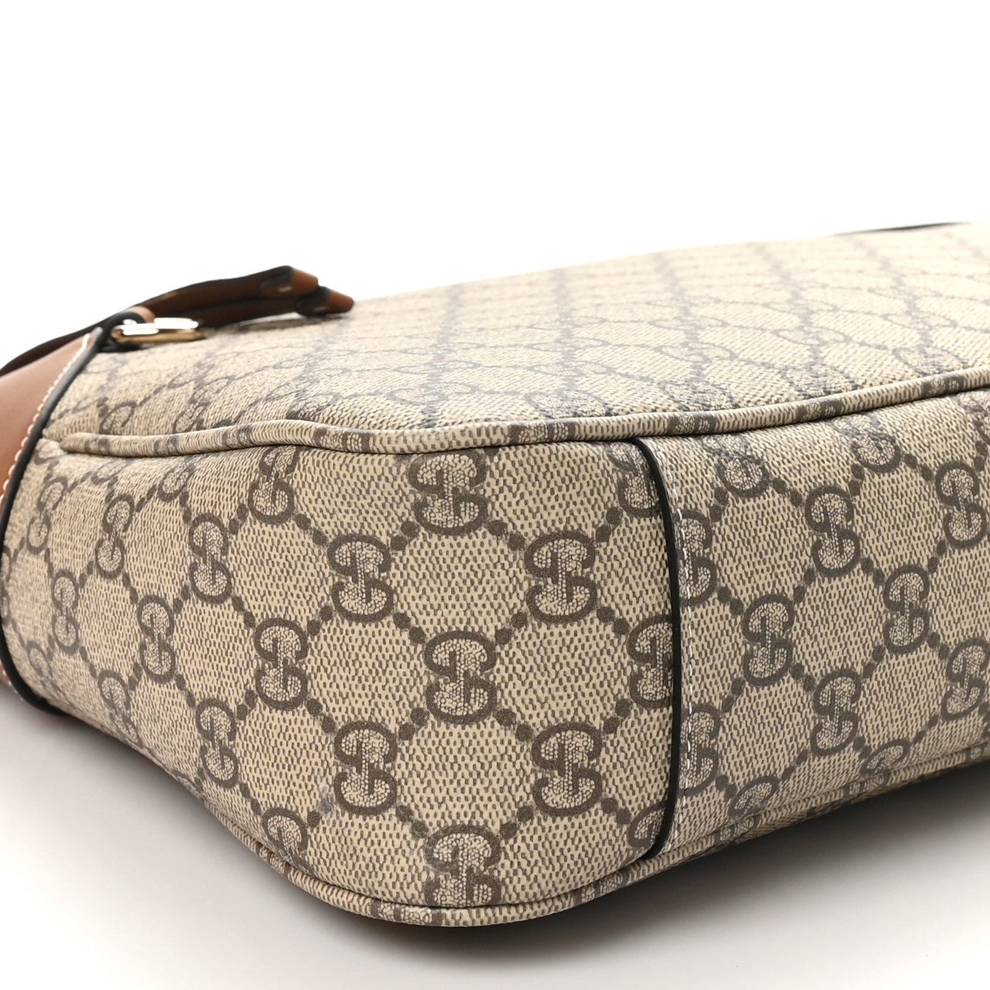 GG Supreme Monogram Emblem Medium Shoulder Bag Beige Dark Brown