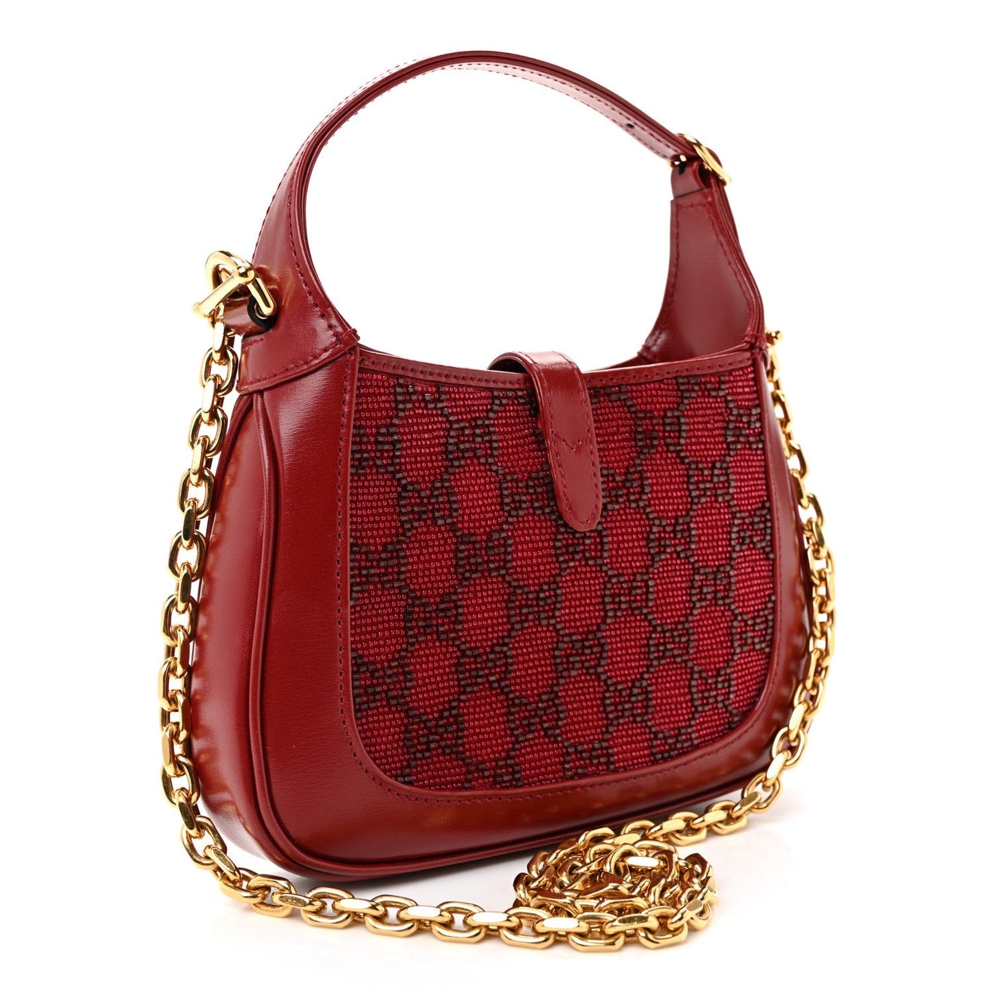 Calfskin Beaded Embroidery GG Monogram Mini Jackie 1961 Cherry Red