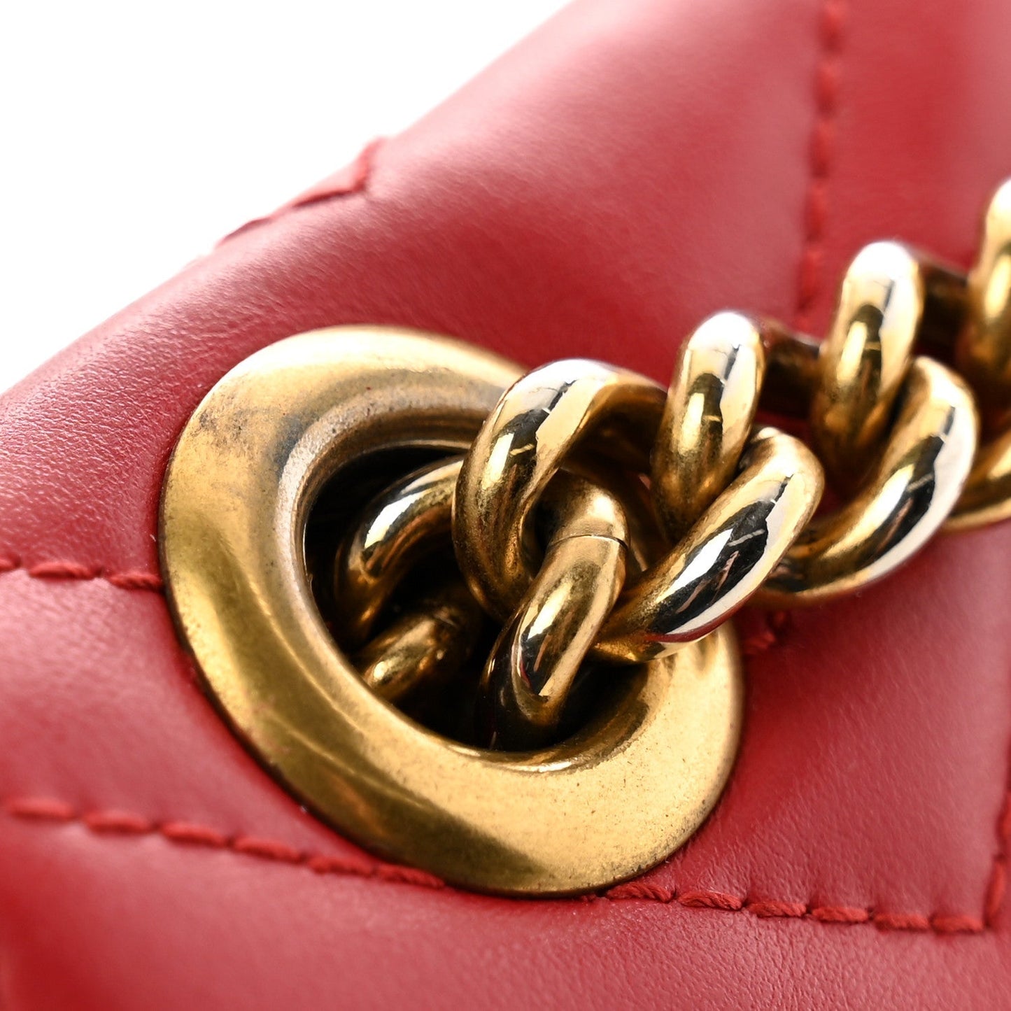 Calfskin Matelasse Mini GG Marmont Shoulder Bag Hibiscus Red