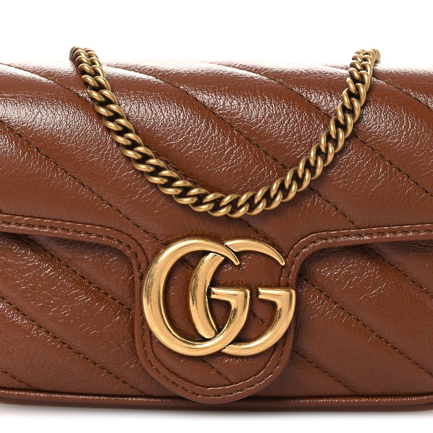 Azalea Calfskin Matelasse Diagonal Super Mini GG Marmont Shoulder Bag Cuir