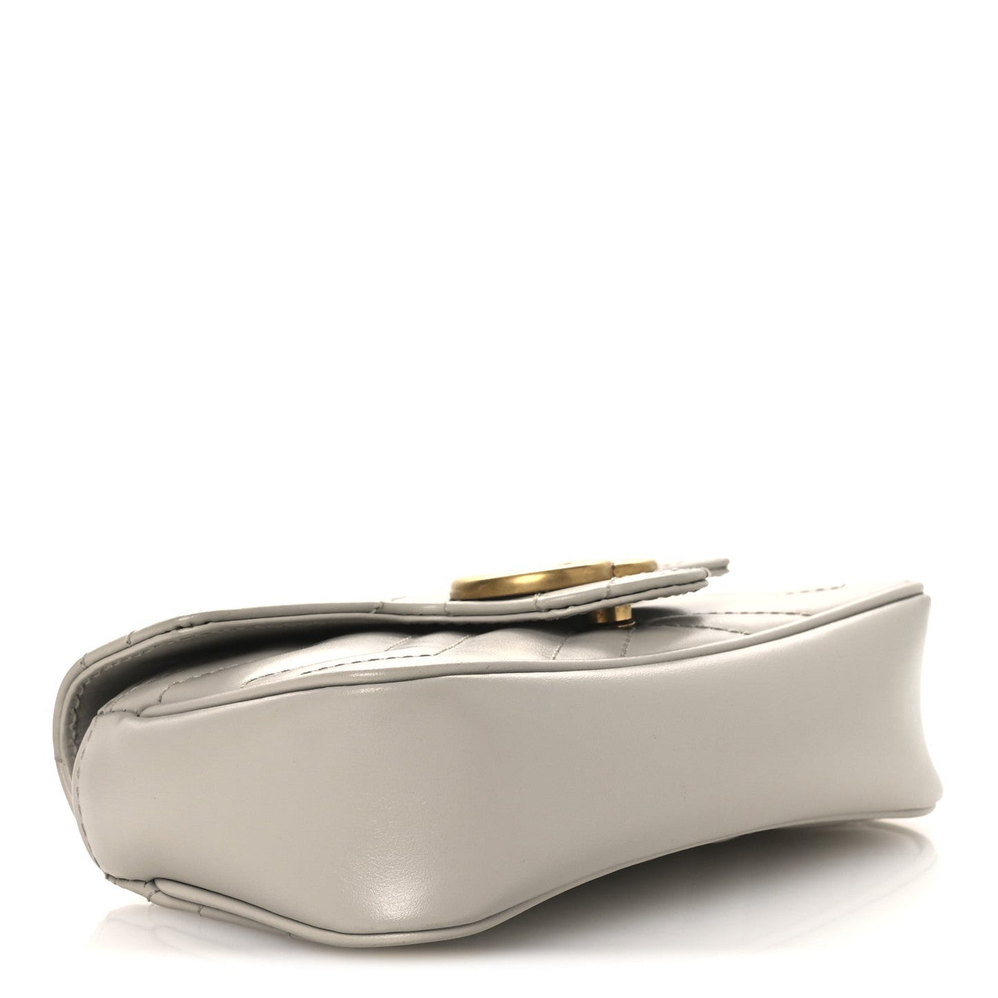 Calfskin Matelasse Super Mini GG Marmont Shoulder Bag Grey