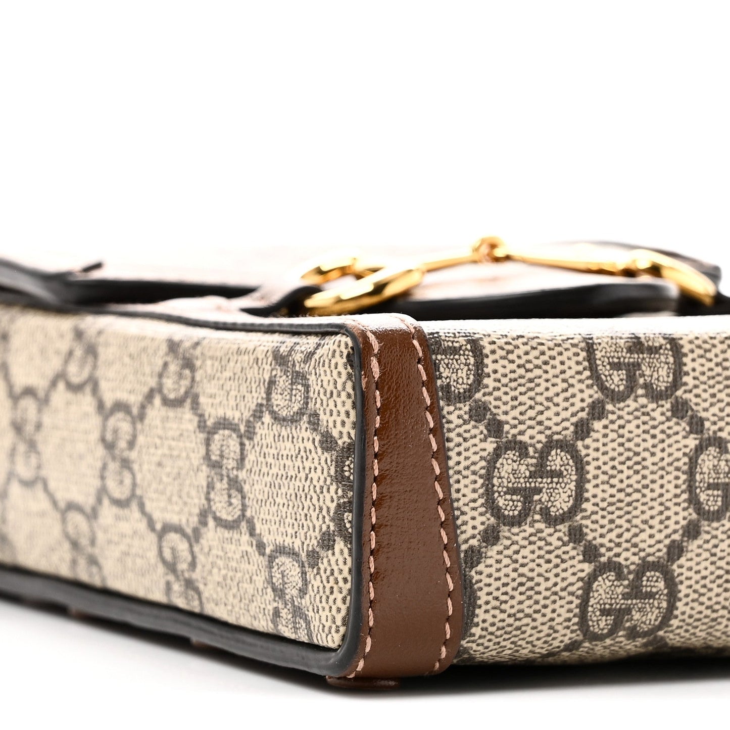 GG Supreme Monogram Mini Horsebit 1955 Crossbody Bag Beige Brown Sugar