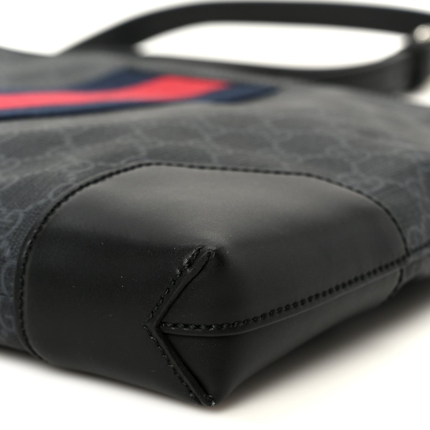 Soft GG Supreme Monogram Appia Calfskin Web East West Messenger Bag Black Grey