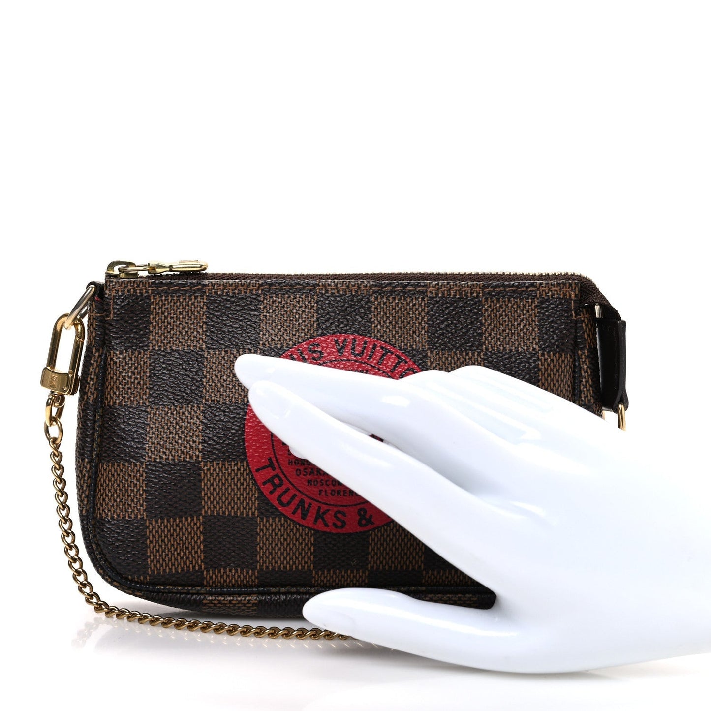 Damier Ebene Complice Trunks and Bags Mini Pochette Accessories Red