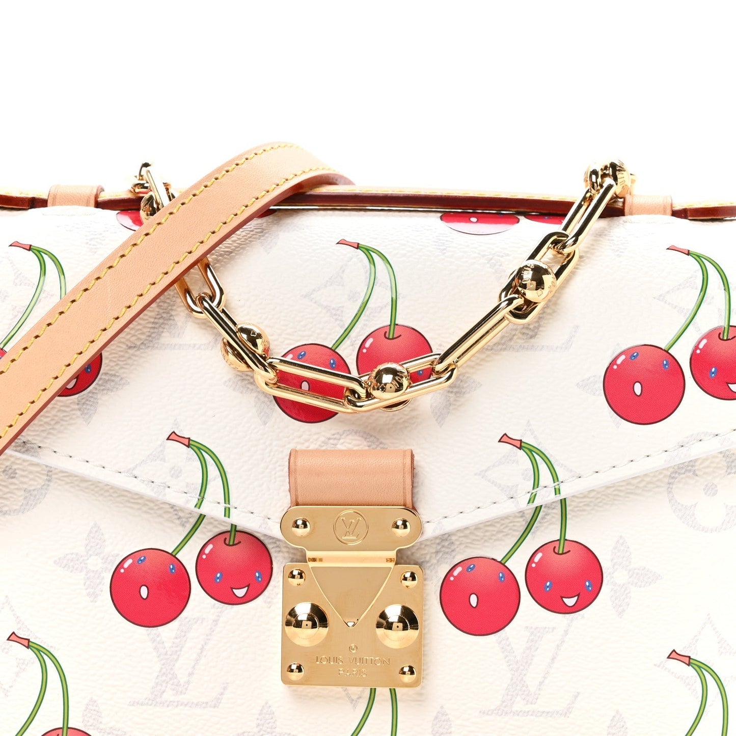 LV X TM Monogram Cerises Pochette Metis East West White