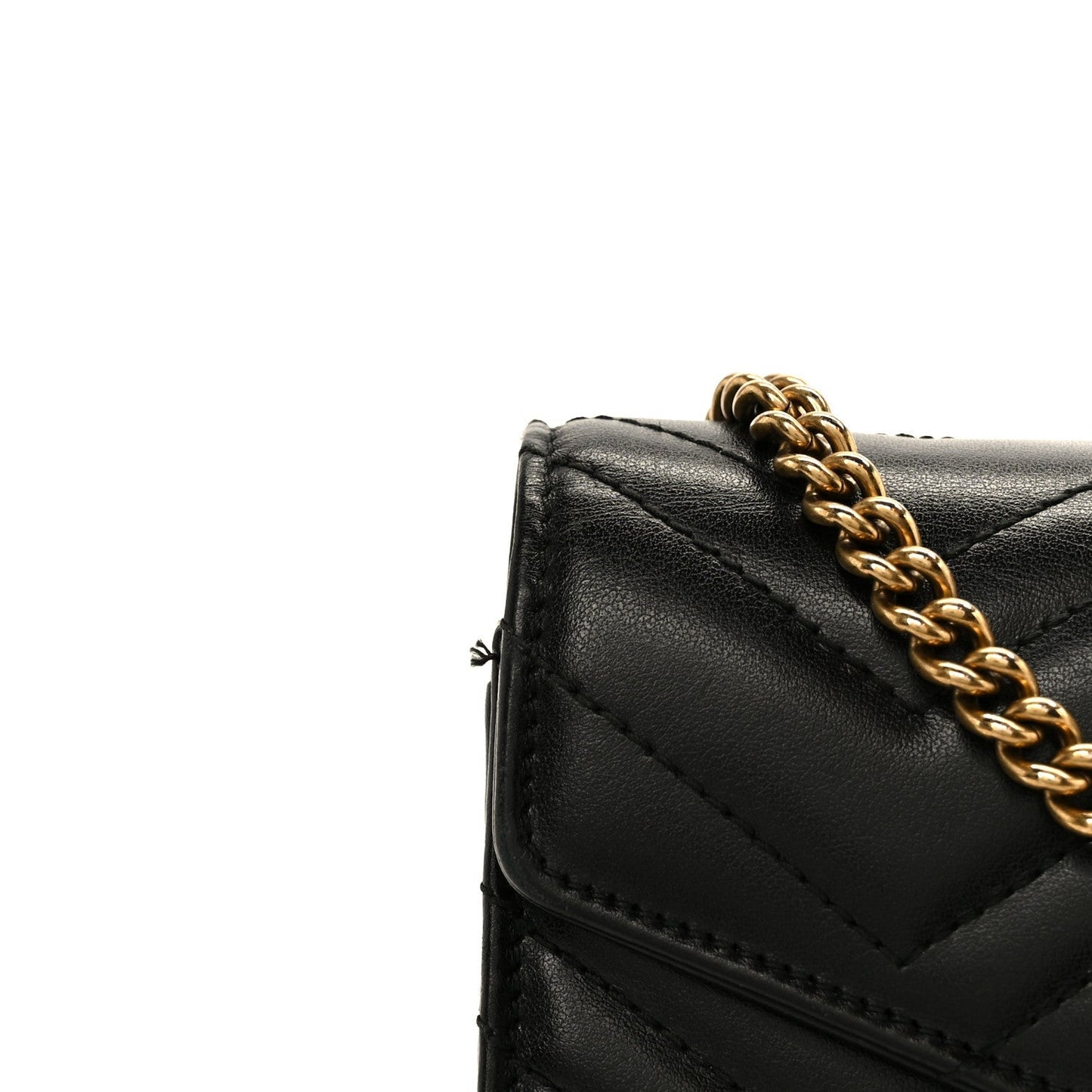 Calfskin Matelasse GG Marmont Chain Wallet Black