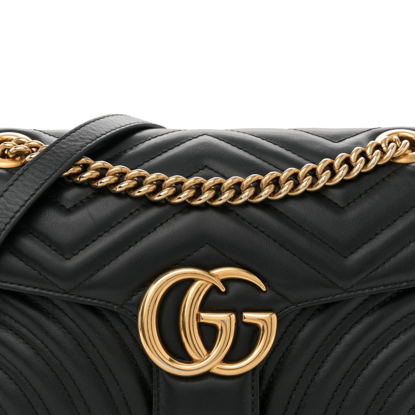 Calfskin Matelasse Small GG Marmont Shoulder Bag Black