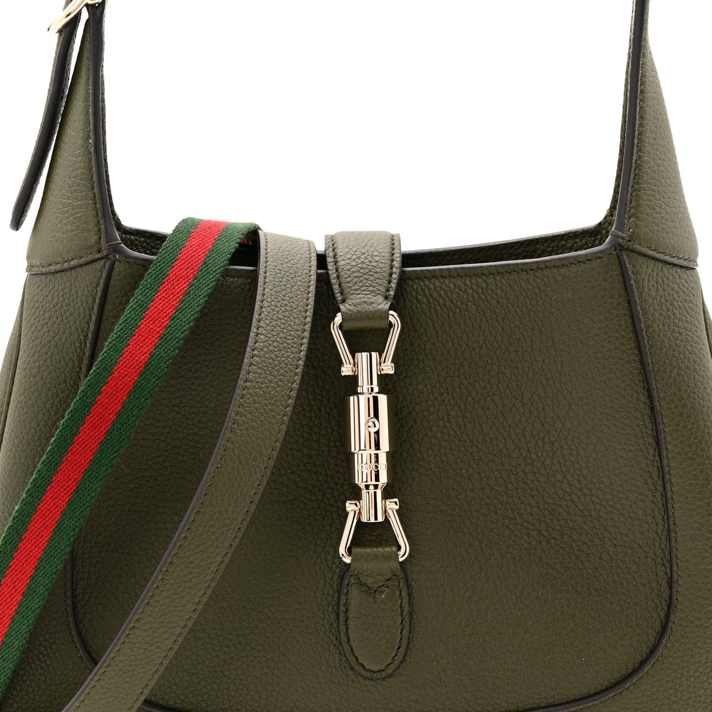 Sea Calfskin Web Medium Jackie 1961 Hobo Dark Green