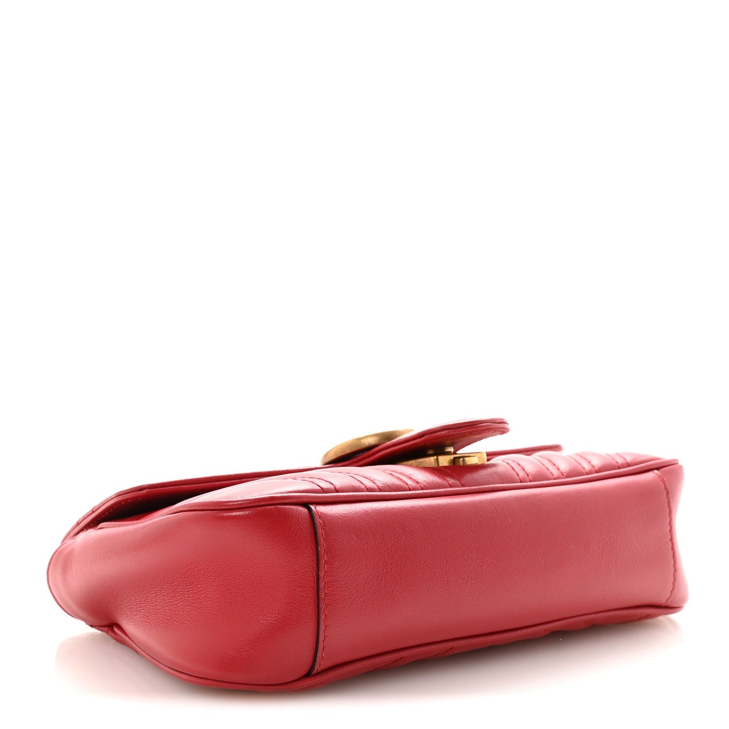 Calfskin Matelasse Mini GG Marmont Shoulder Bag Hibiscus Red
