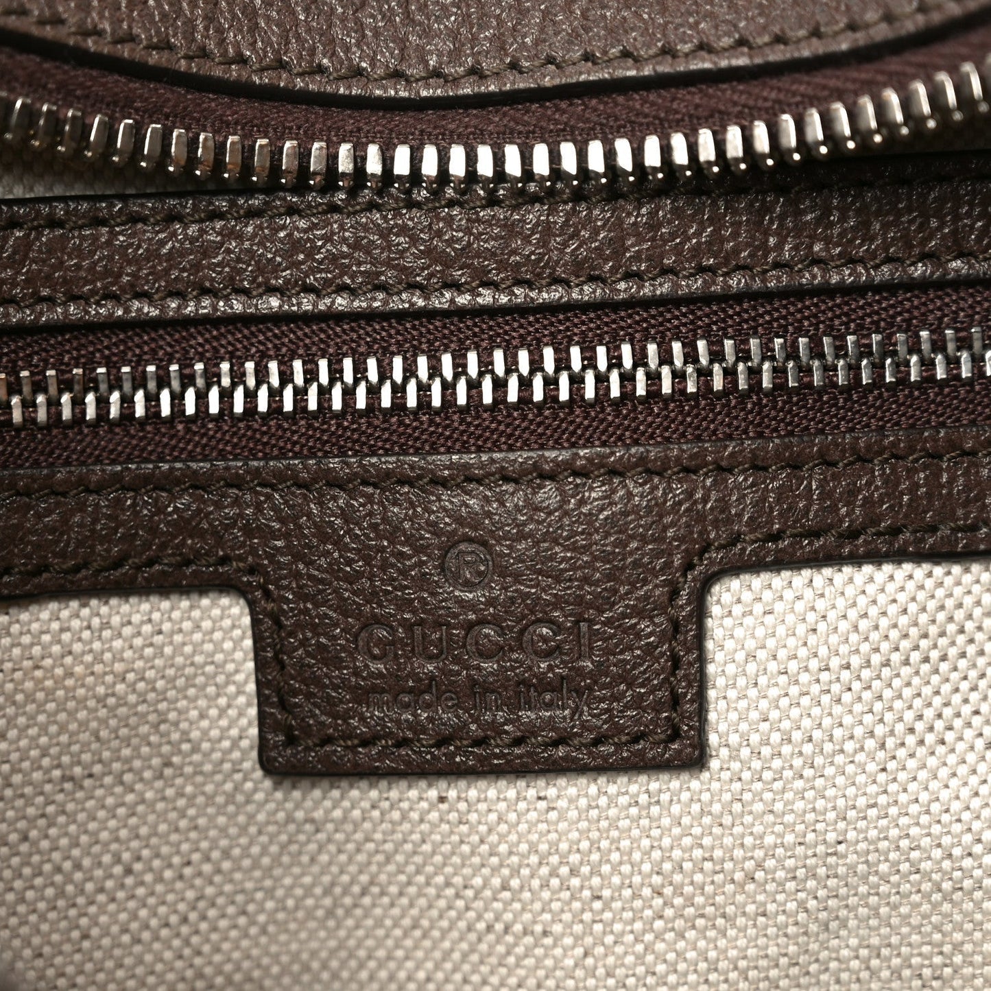 GG Supreme Monogram Textured Calfskin Web Large Attache Shoulder Bag Beige Ebony New Acero