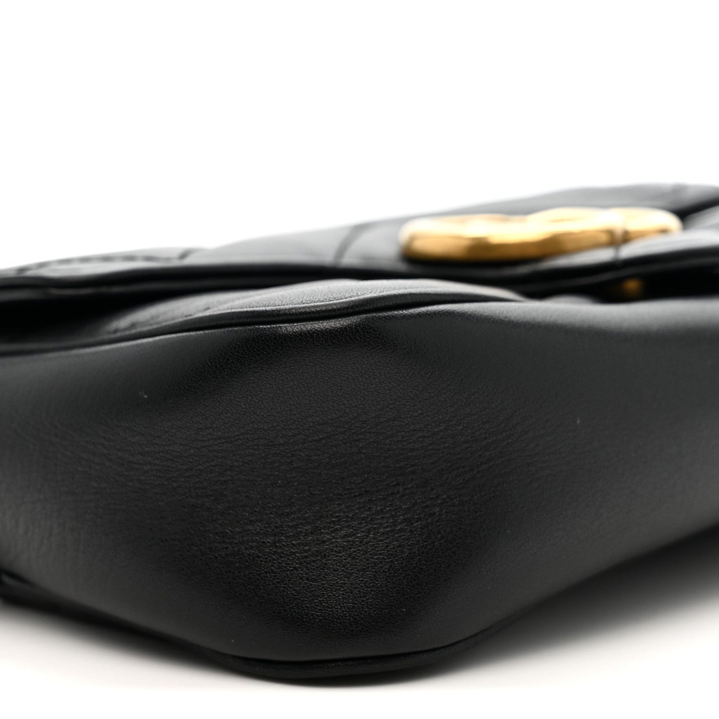 Calfskin Matelasse Super Mini GG Marmont Shoulder Bag Black