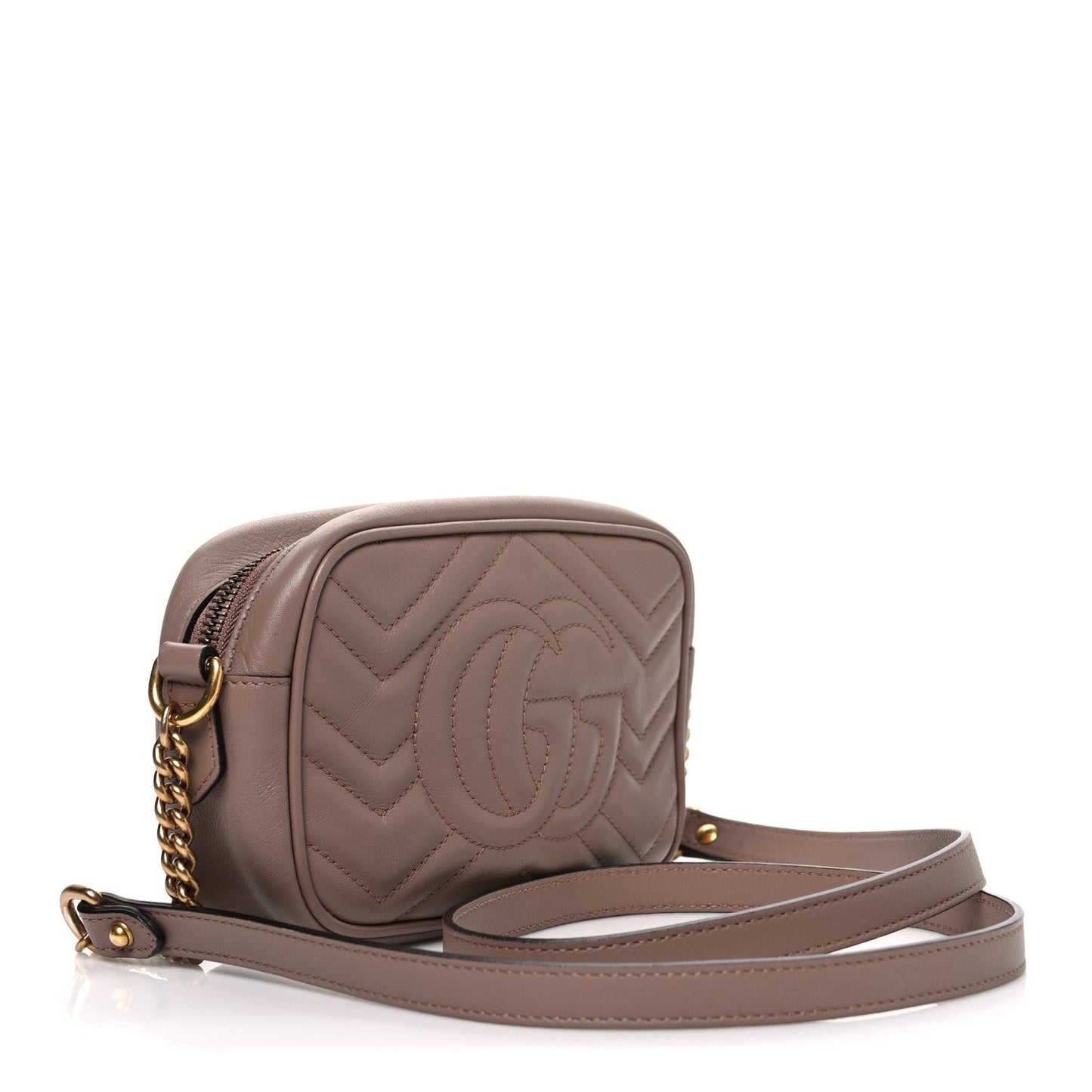 Calfskin Matelasse Mini GG Marmont Chain Shoulder Bag Porcelain Rose