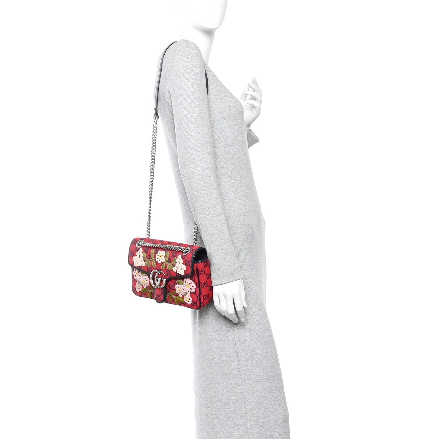 Monogram Multicolor Matelasse Diagonal Floral Embroidered Super Mini GG Marmont Shoulder Bag Red Blue Multicolor