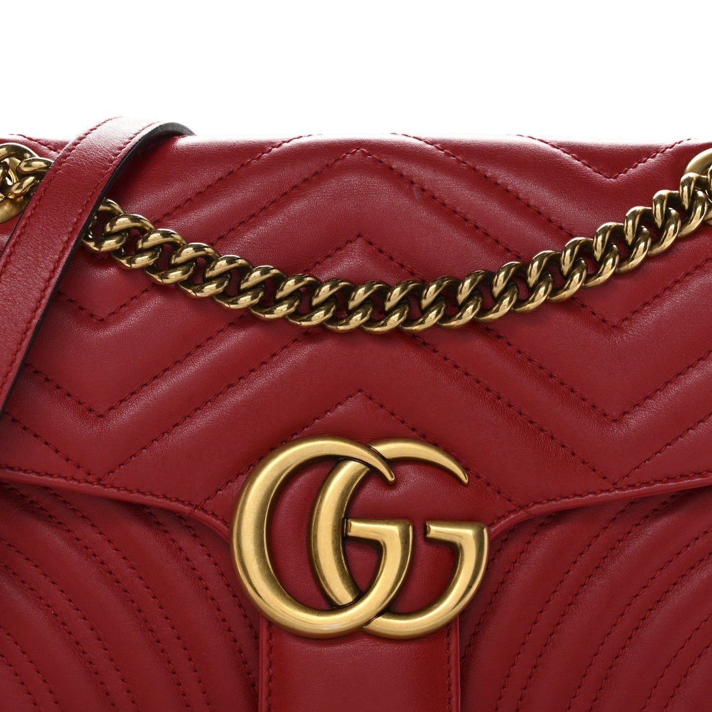 Calfskin Matelasse Small GG Marmont Shoulder Bag Hibiscus Red