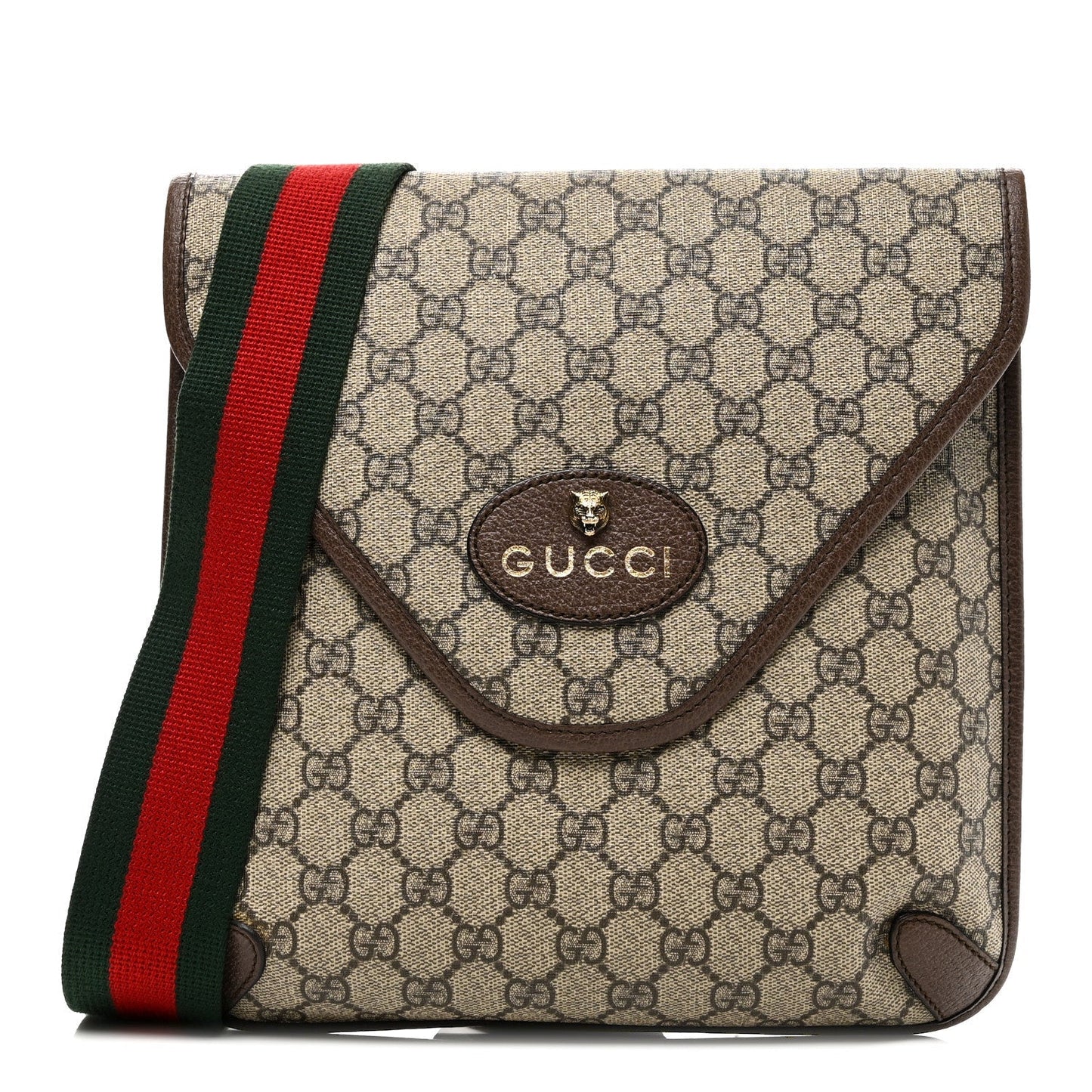 GG Supreme Monogram Web Medium Neo Vintage Flap Messenger Bag Beige New Acero