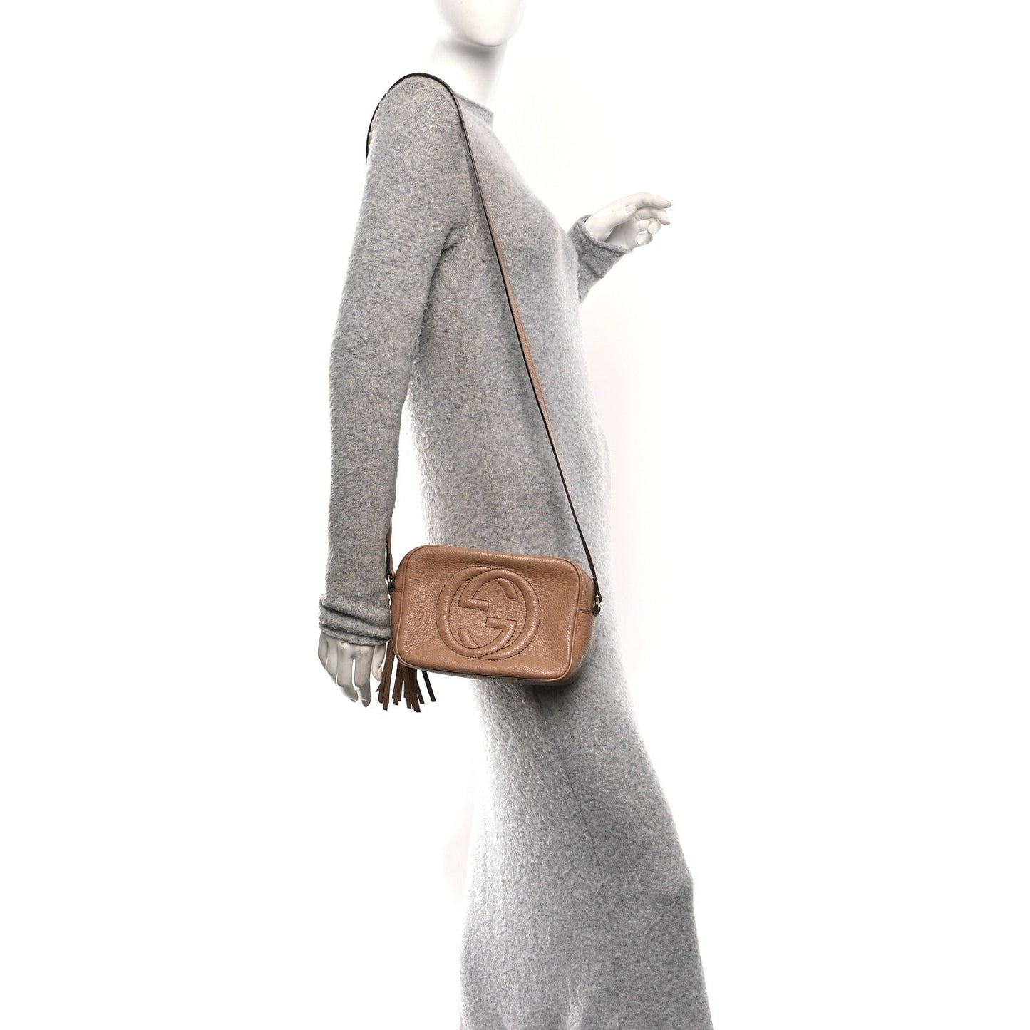 Pebbled Calfskin Small Soho Disco Bag Rose Beige