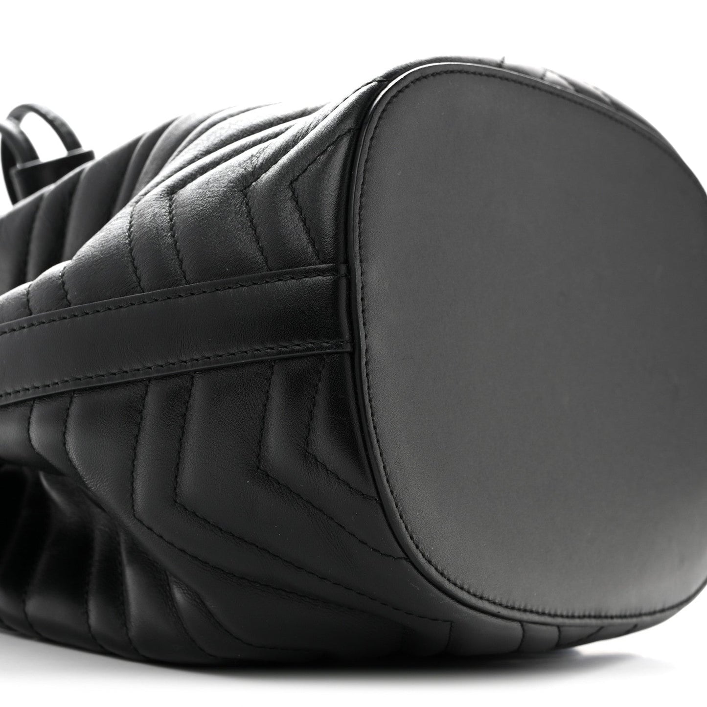 Calfskin Matelasse Sylvie Web GG Marmont Bucket Bag Black