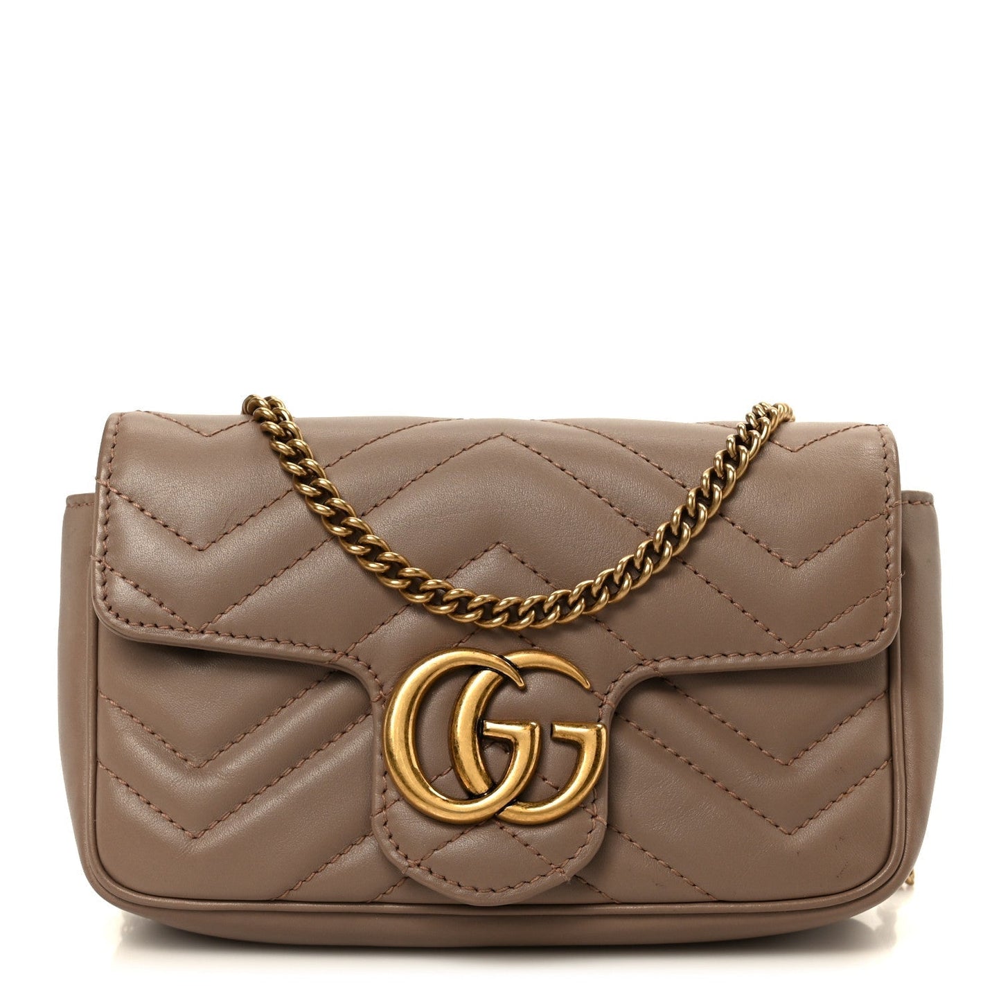 Calfskin Matelasse Super Mini GG Marmont Shoulder Bag Porcelain Rose