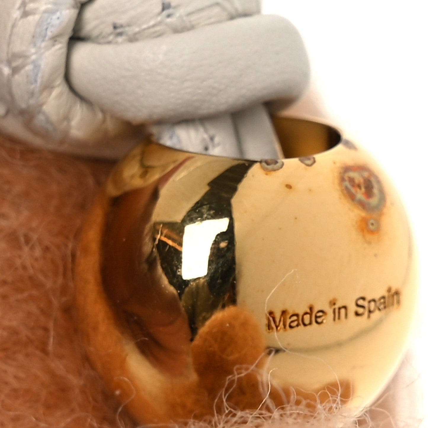 Calfskin Felt Corgi Bag Charm Soft Soft White Orange