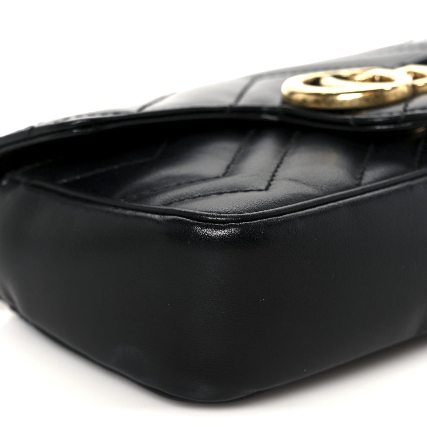 Calfskin Matelasse Super Mini GG Marmont Shoulder Bag Black