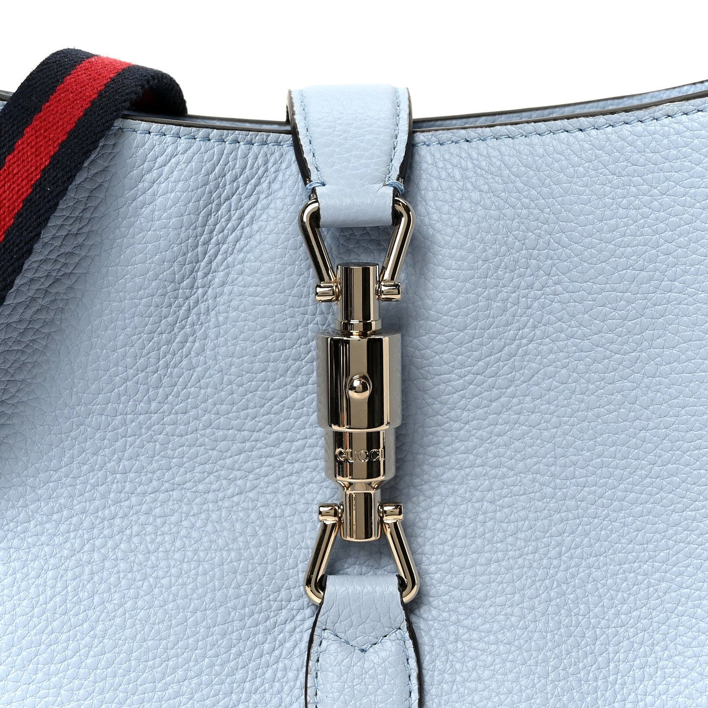 Grained Calfskin Web Medium Jackie 1961 Hobo Light Blue