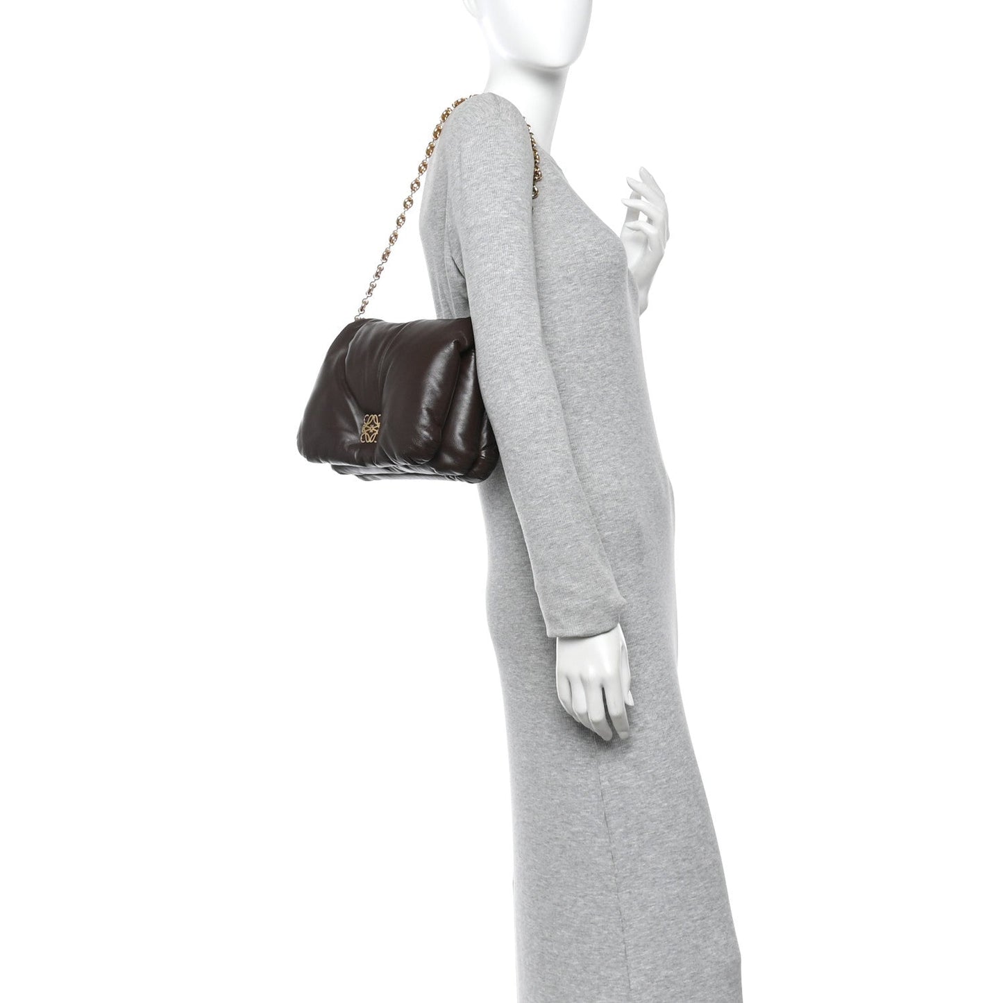 Lambskin Goya Puffer Bag Dark Chocolate