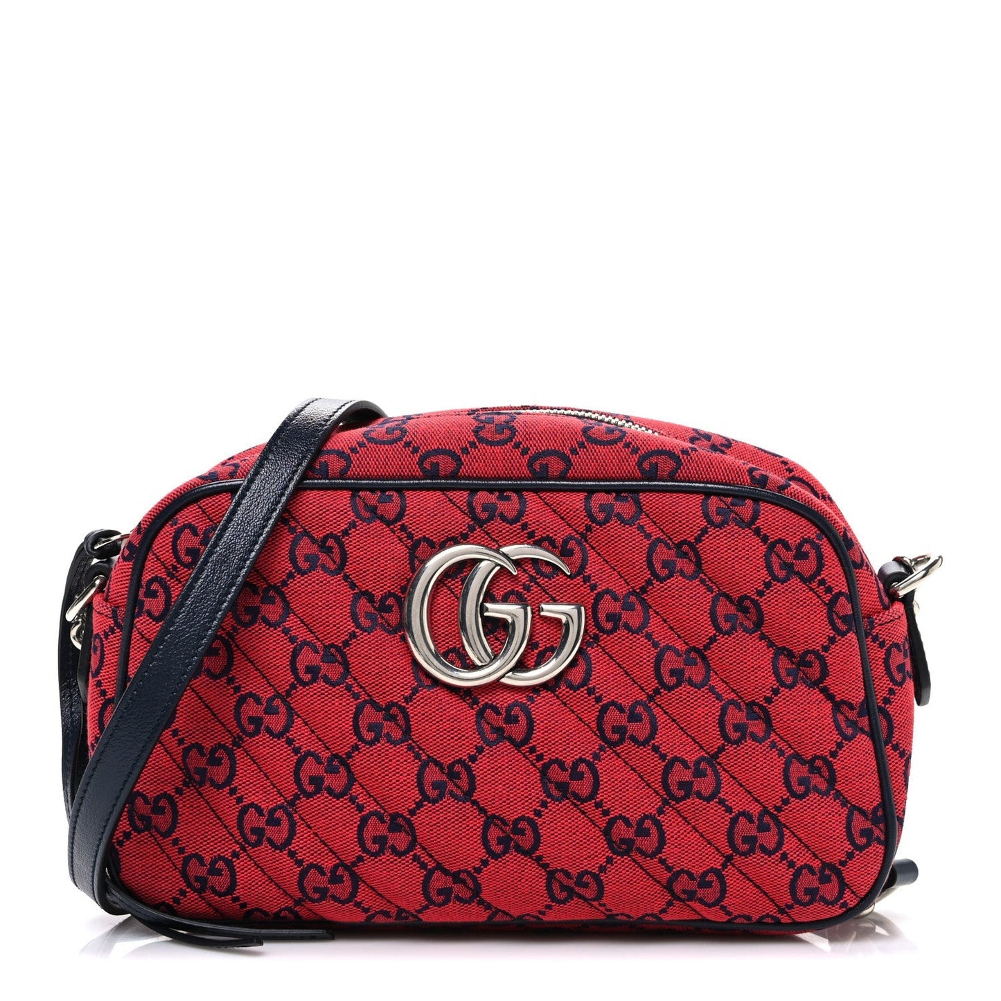 Monogram Multicolor Matelasse Diagonal Small GG Marmont Chain Shoulder Bag Red Blue