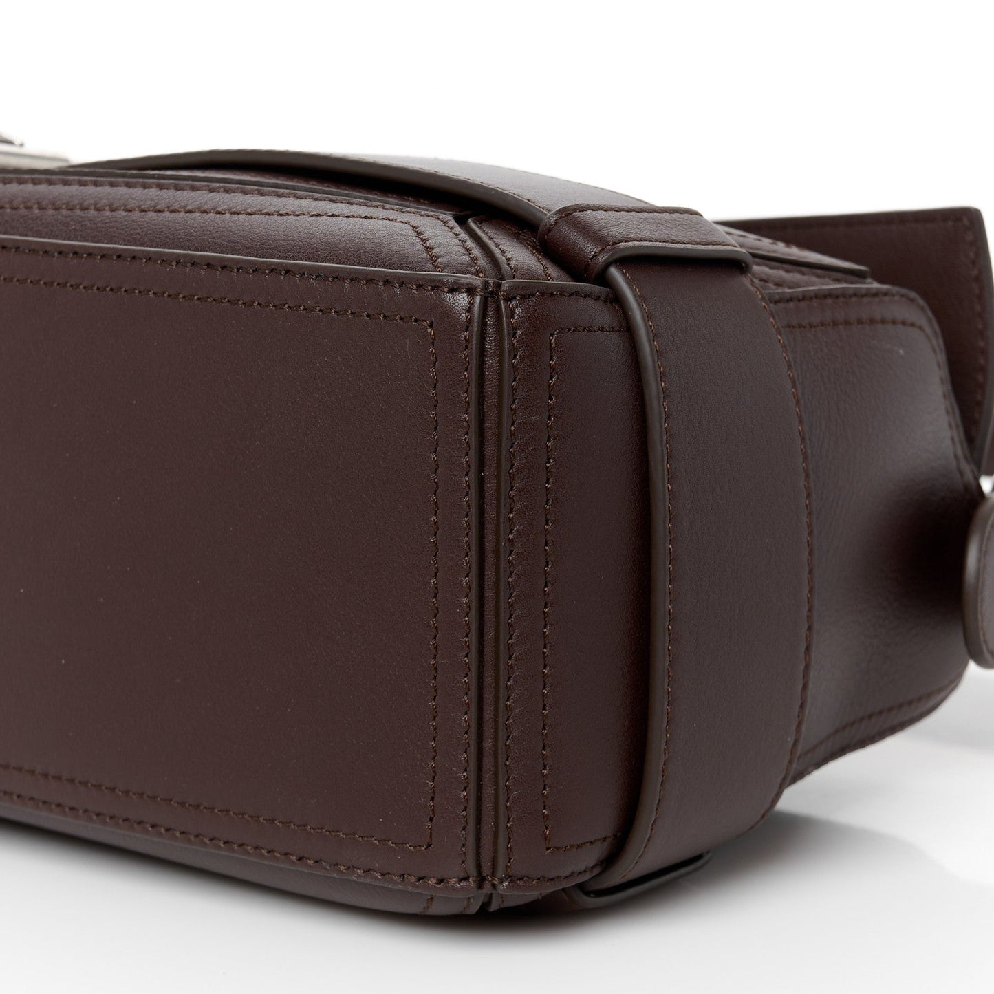 Shiny Calfskin Small Puzzle Biker Bag Dark Brown