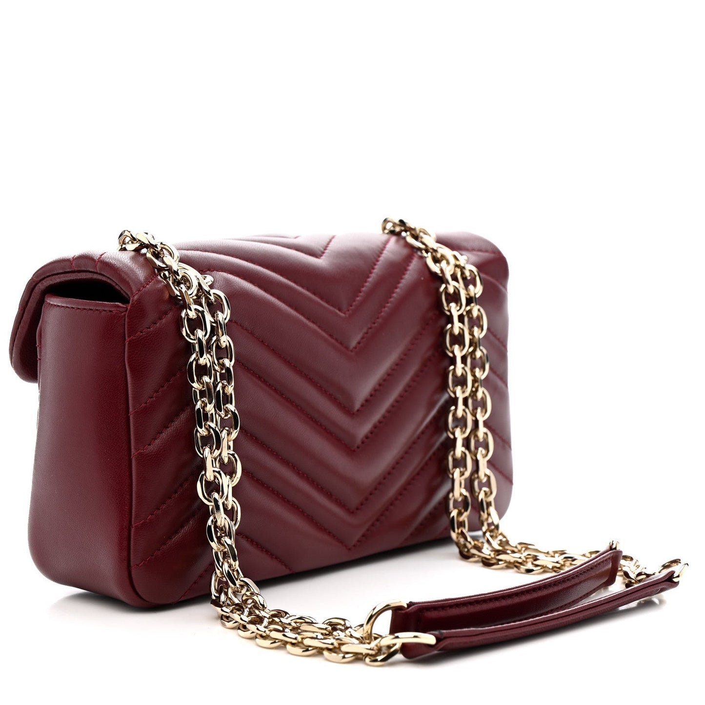 Lambskin Matelasse Small GG Marmont Shoulder Bag Rosso Ancora