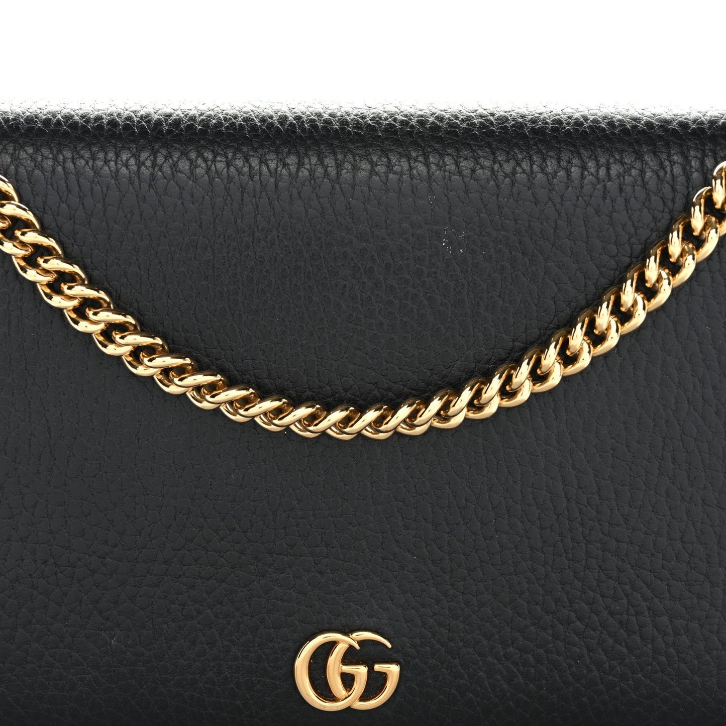 Calfskin Mini GG Marmont Chain Wallet Black