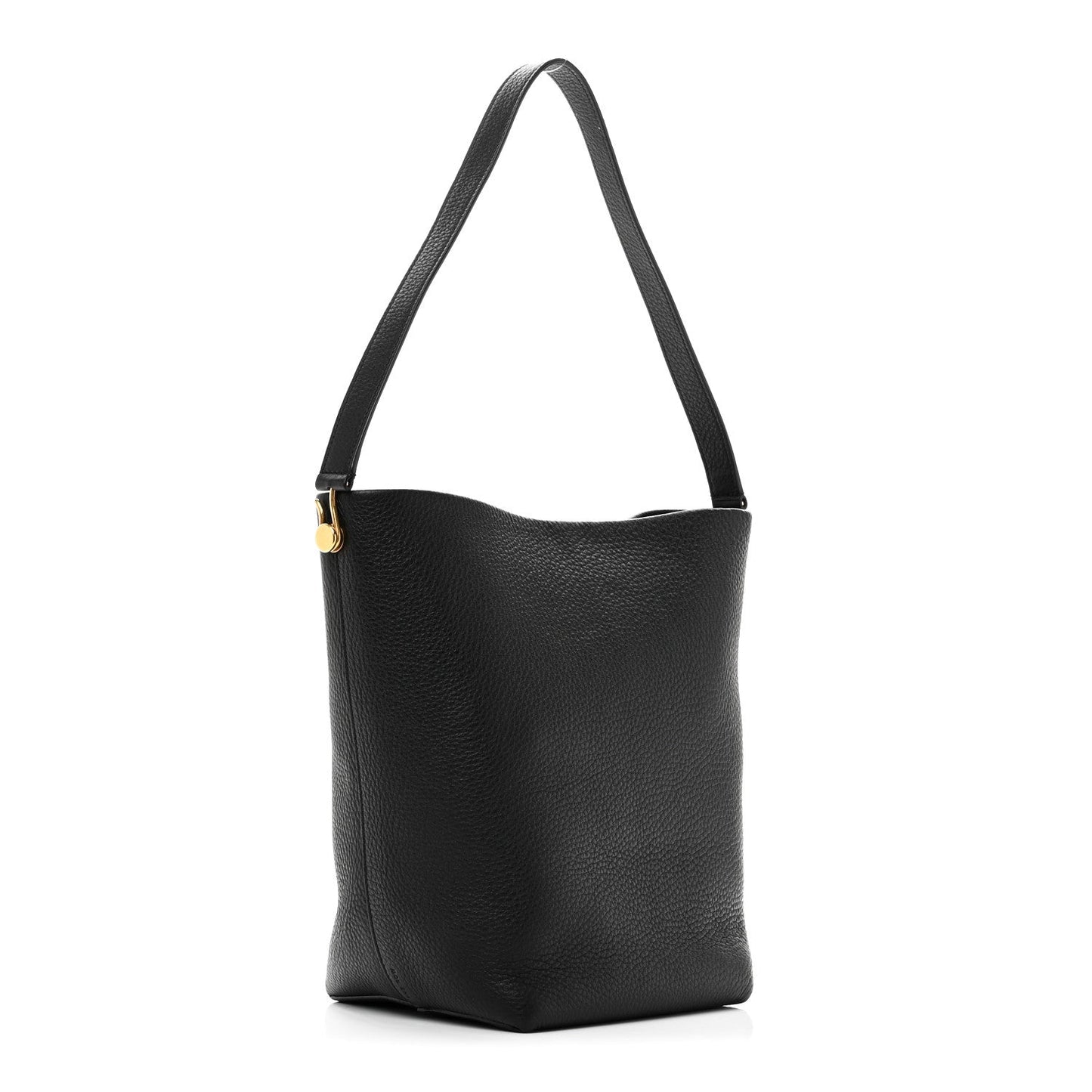 Grained Calfskin Medium N/S Hook Tote Black