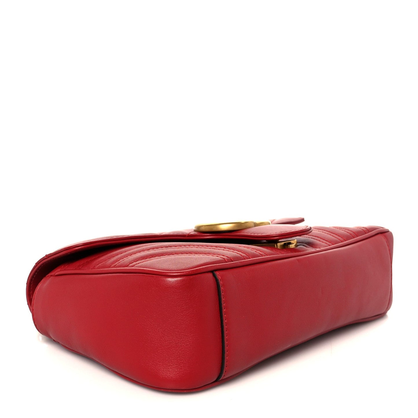 Calfskin Matelasse Small GG Marmont Shoulder Bag Hibiscus Red