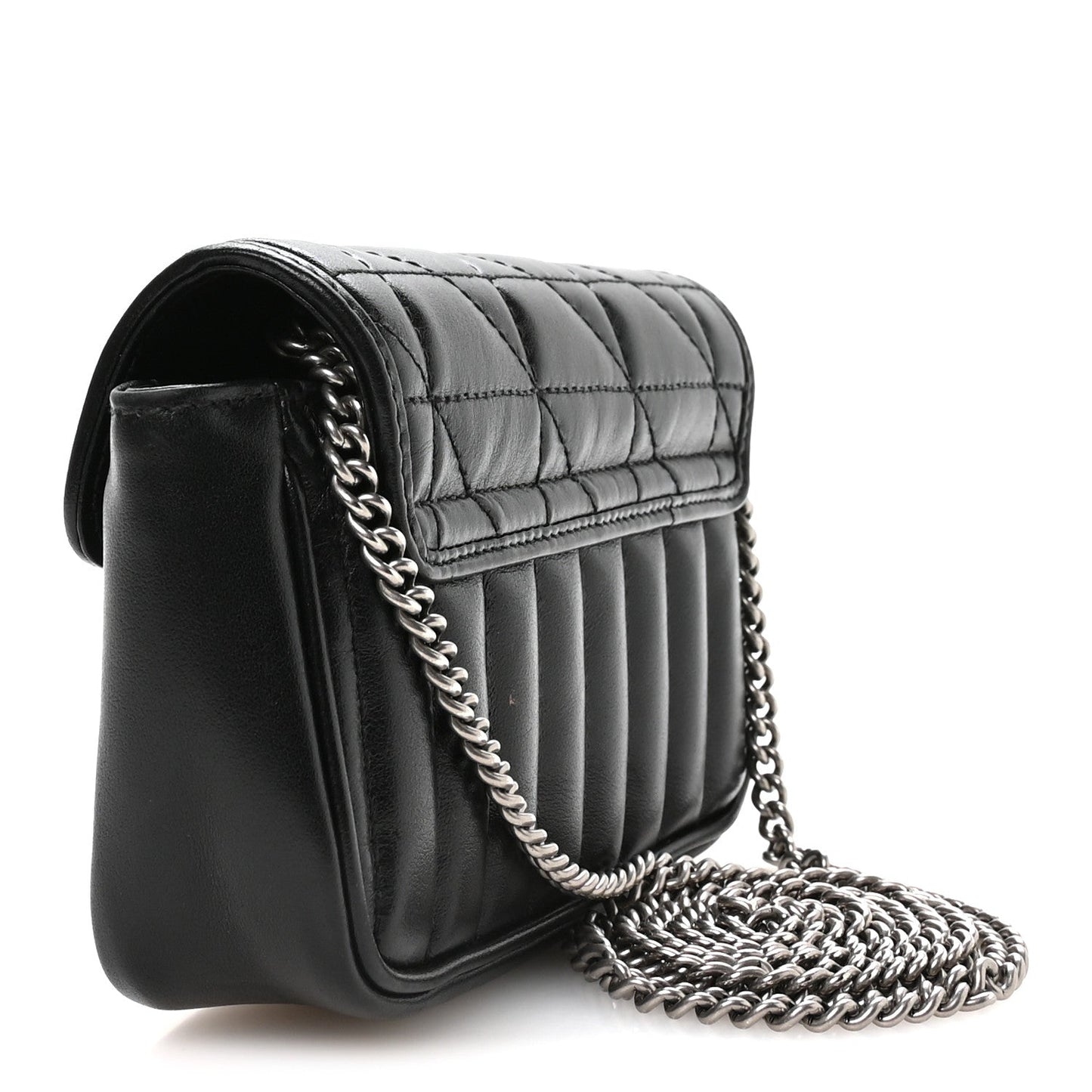 Calfskin Matelasse Aria Super Mini GG Marmont Shoulder Bag Black