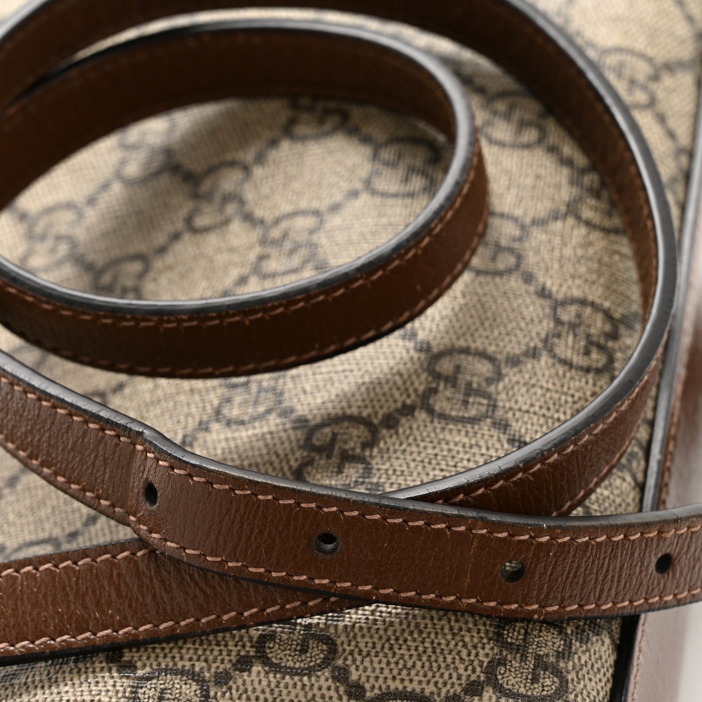 GG Supreme Monogram Small Horsebit 1955 Shoulder Bag Beige Brown Sugar