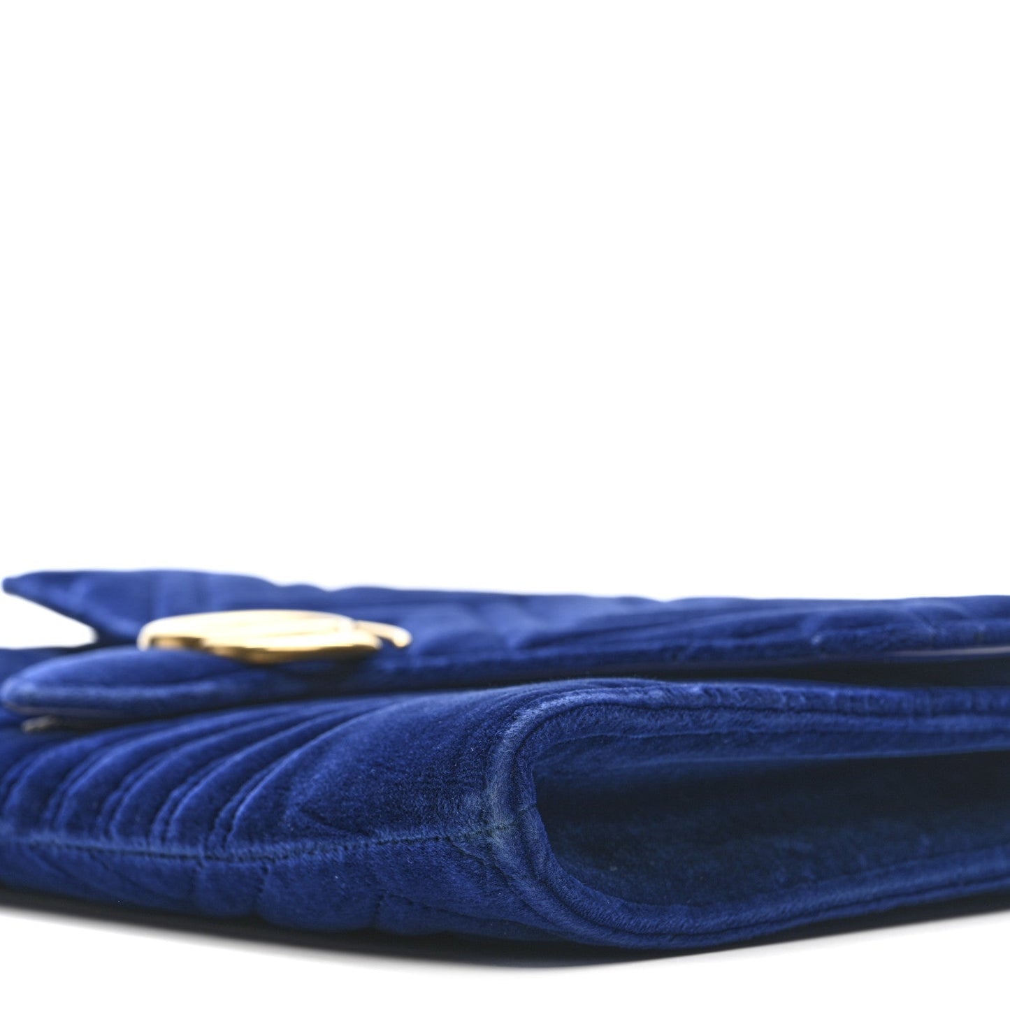 Velvet Matelasse GG Marmont Clutch Cobalt Blue