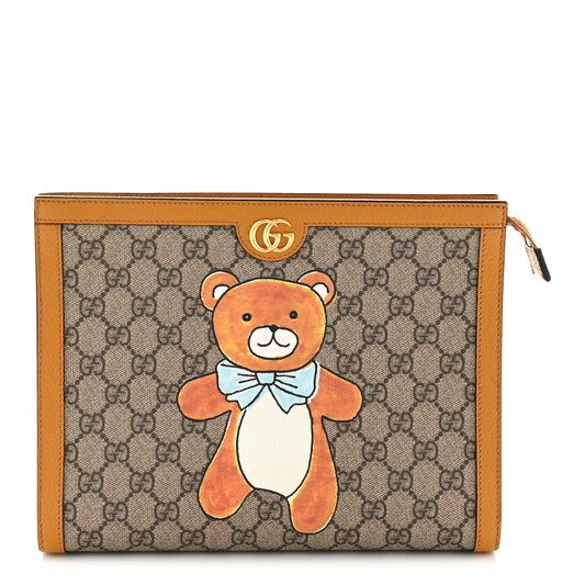 X KAI GG Supreme Monogram Toiletry Case Beige Vintage Sun Oil