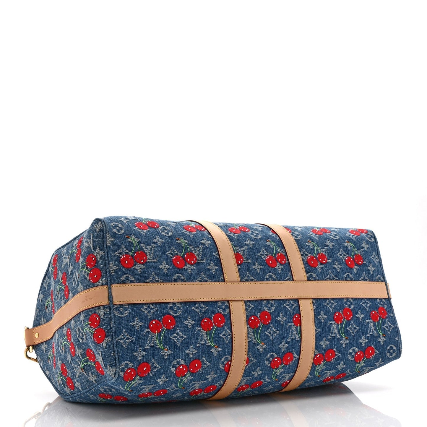 LV X TM Monogram Denim Cerises Keepall Bandouliere 45 Blue