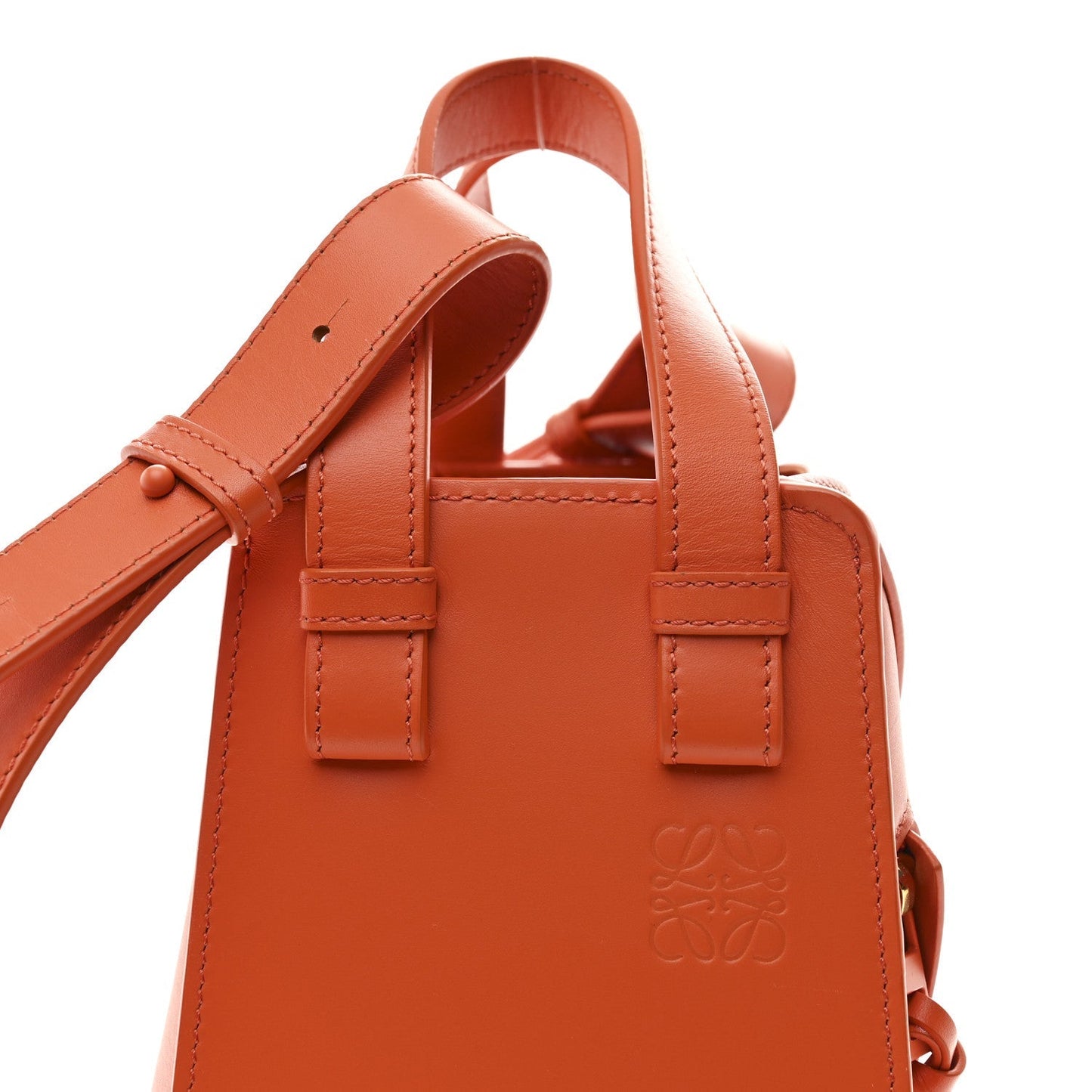 Satin Calfskin Compact Hammock Shoulder Bag Orange