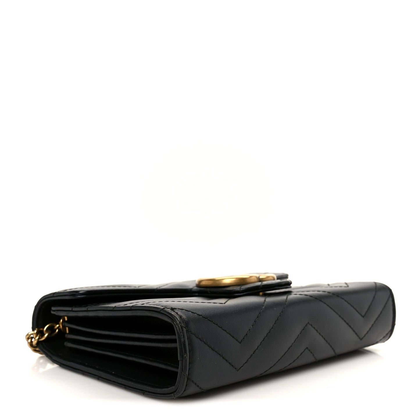 Calfskin Matelasse GG Marmont Chain Wallet Black