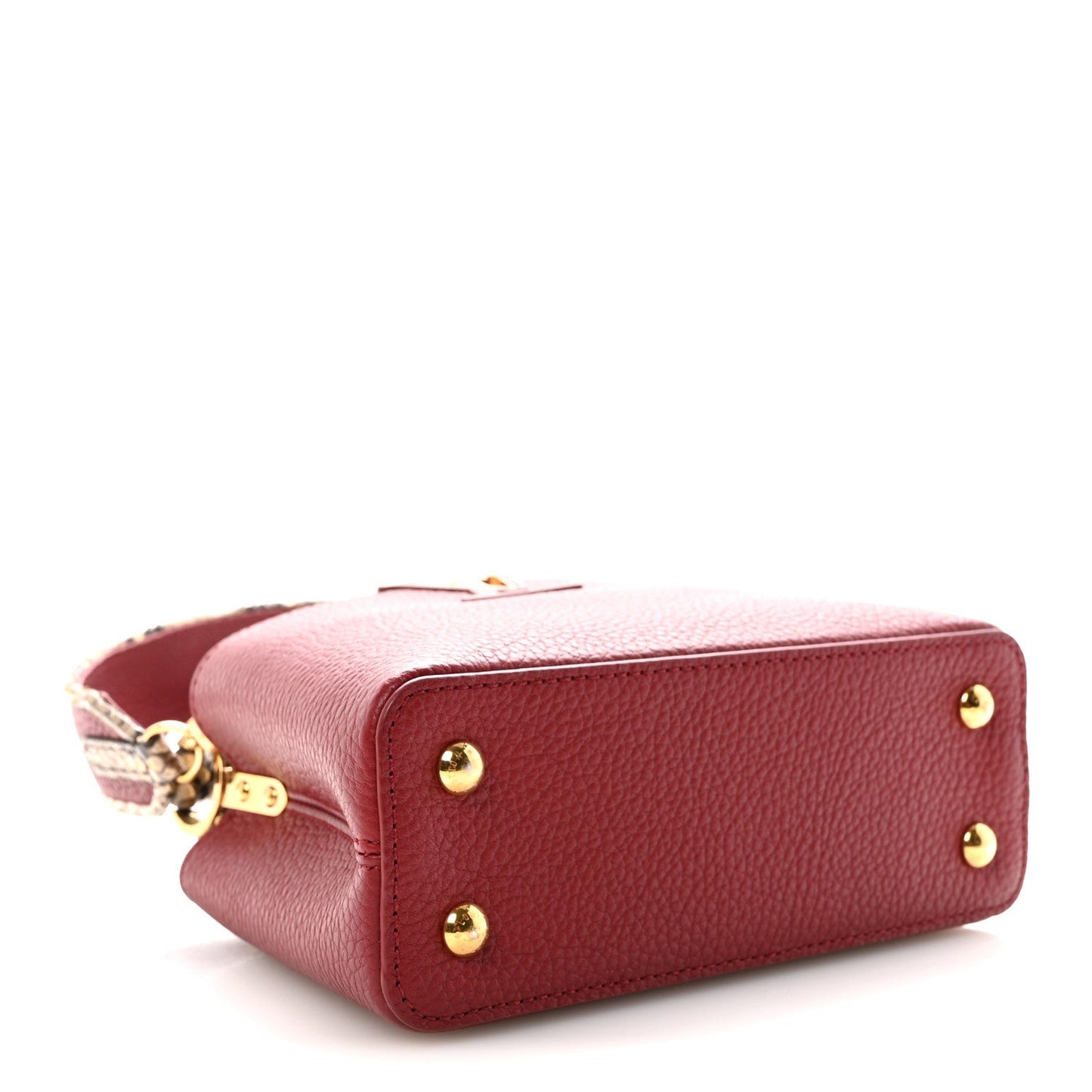 Taurillon Snakeskin Mini Capucines Burgundy