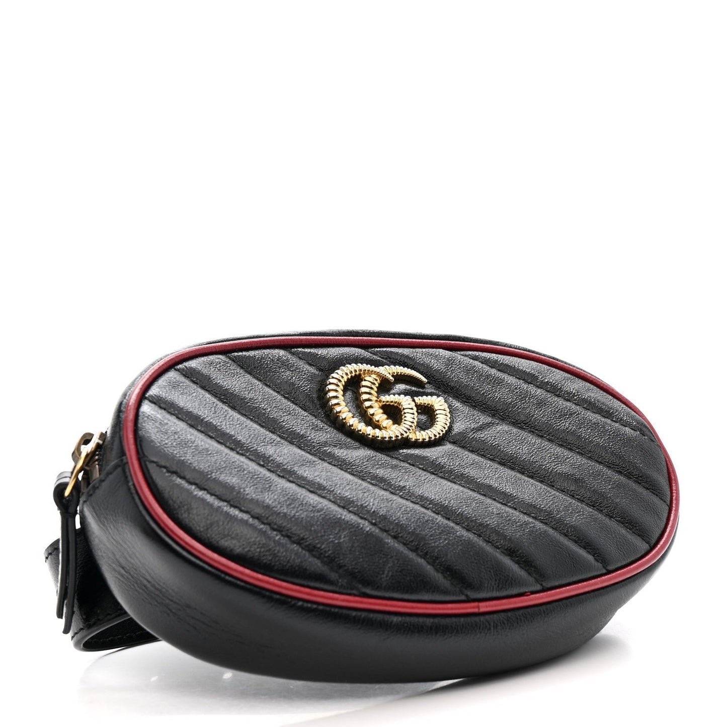 Azalea Calfskin Matelasse Diagonal Torchon GG Marmont Belt Bag 85 34 Black Romantic Cerise