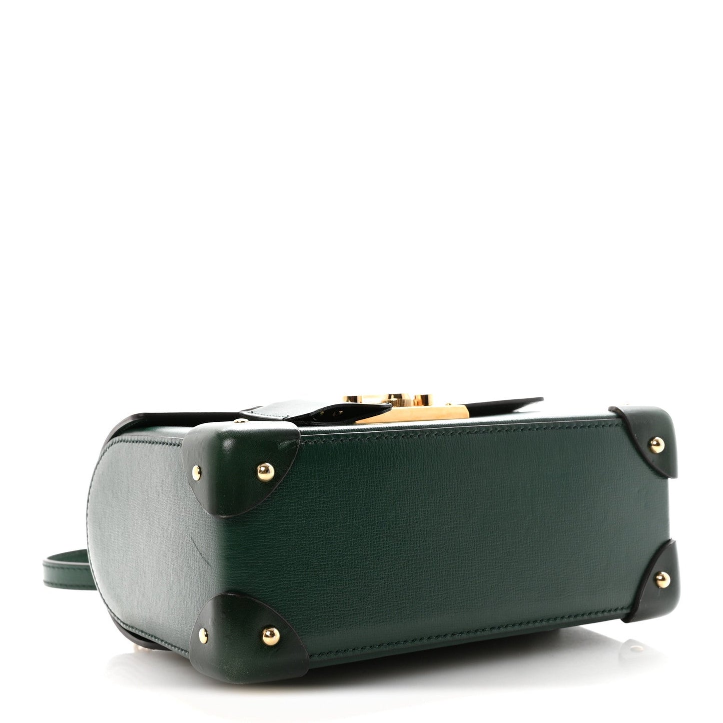 Azalea Calfskin Small Padlock Bamboo Shoulder Bag Vintage Green