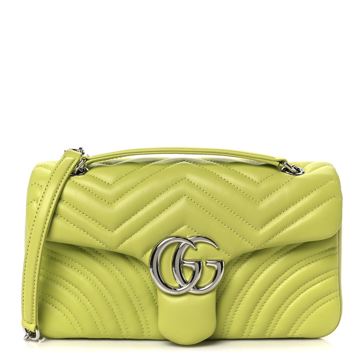 Calfskin Matelasse Medium GG Marmont Shoulder Bag Bright Green