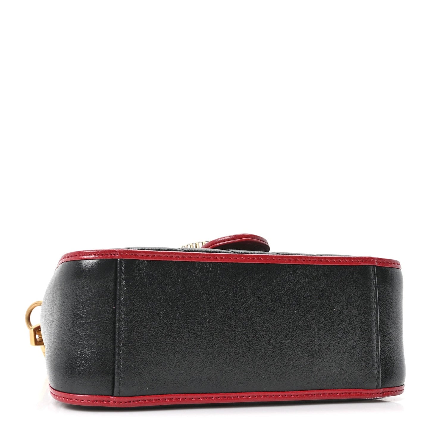 Vintage Effect Calfskin Matelasse Diagonal Mini Torchon GG Marmont Top Handle Shoulder Bag Black Romantic Cherry