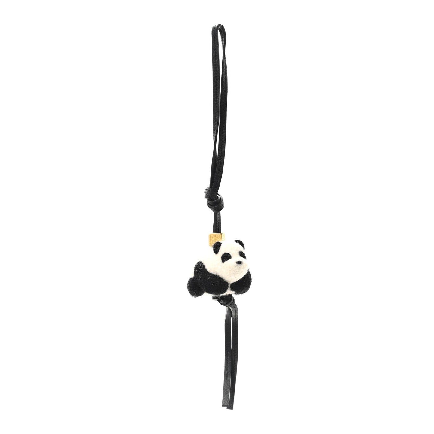 Calfskin Felt Panda Bag Charm Black White