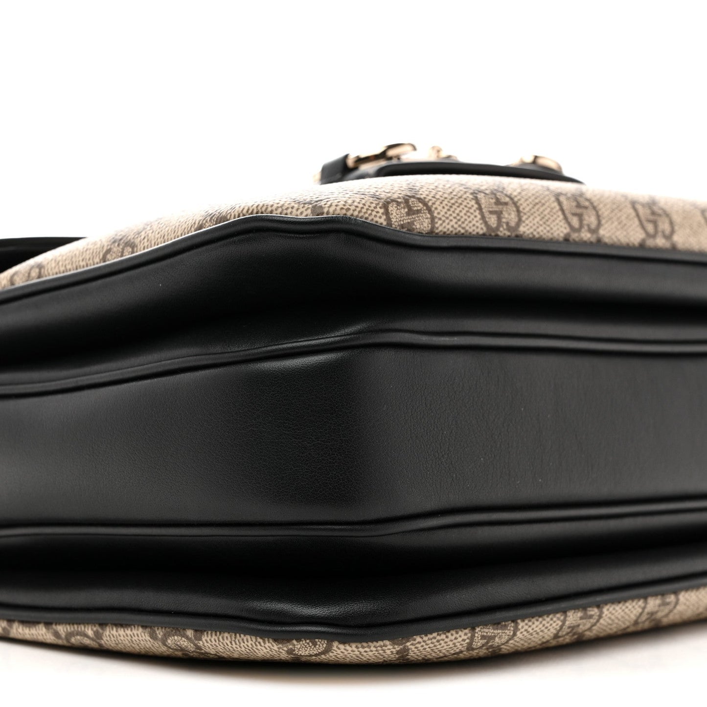 GG Supreme Monogram Horsebit 1955 Soft Small Shoulder Bag Beige Black