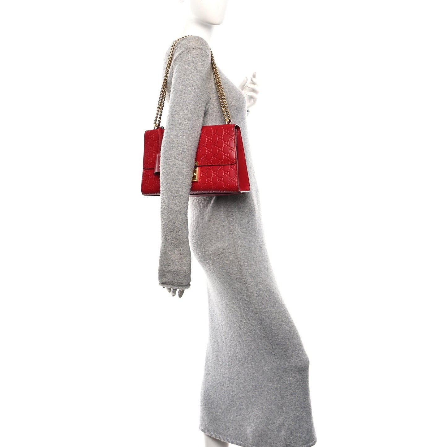 Guccissima Medium Padlock Shoulder Bag Hibiscus Red