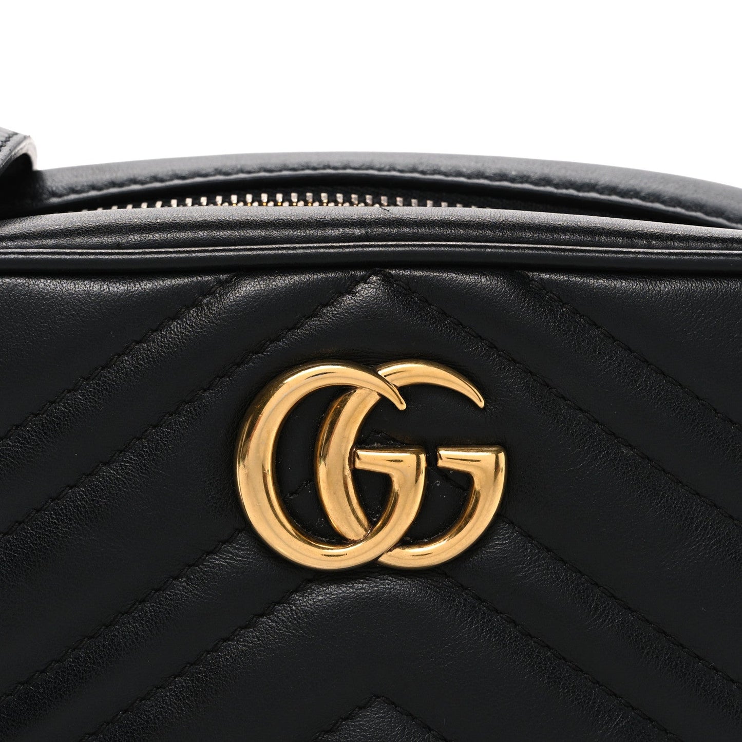 Calfskin Matelasse Mini GG Marmont Chain Shoulder Bag Black