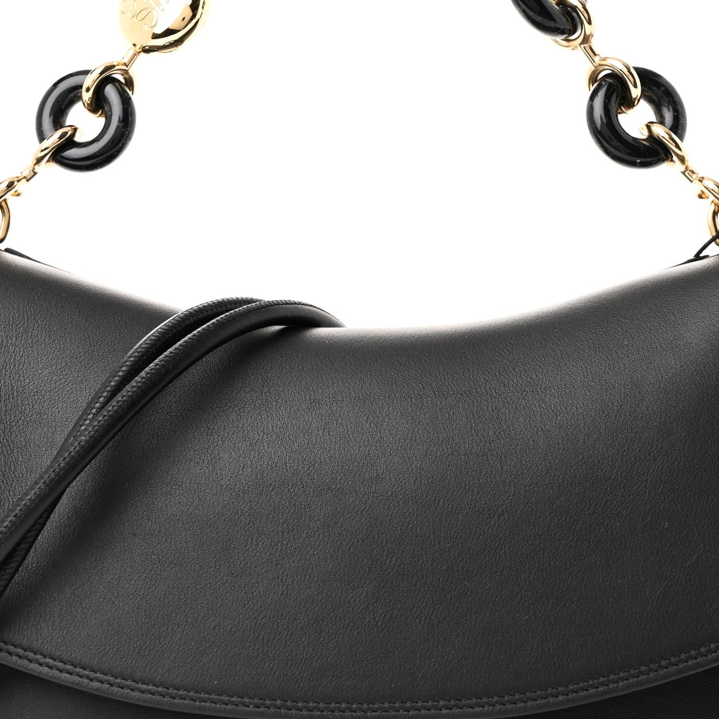 Smooth Calfskin Donut Chain Medium Ola Shoulder Bag Black