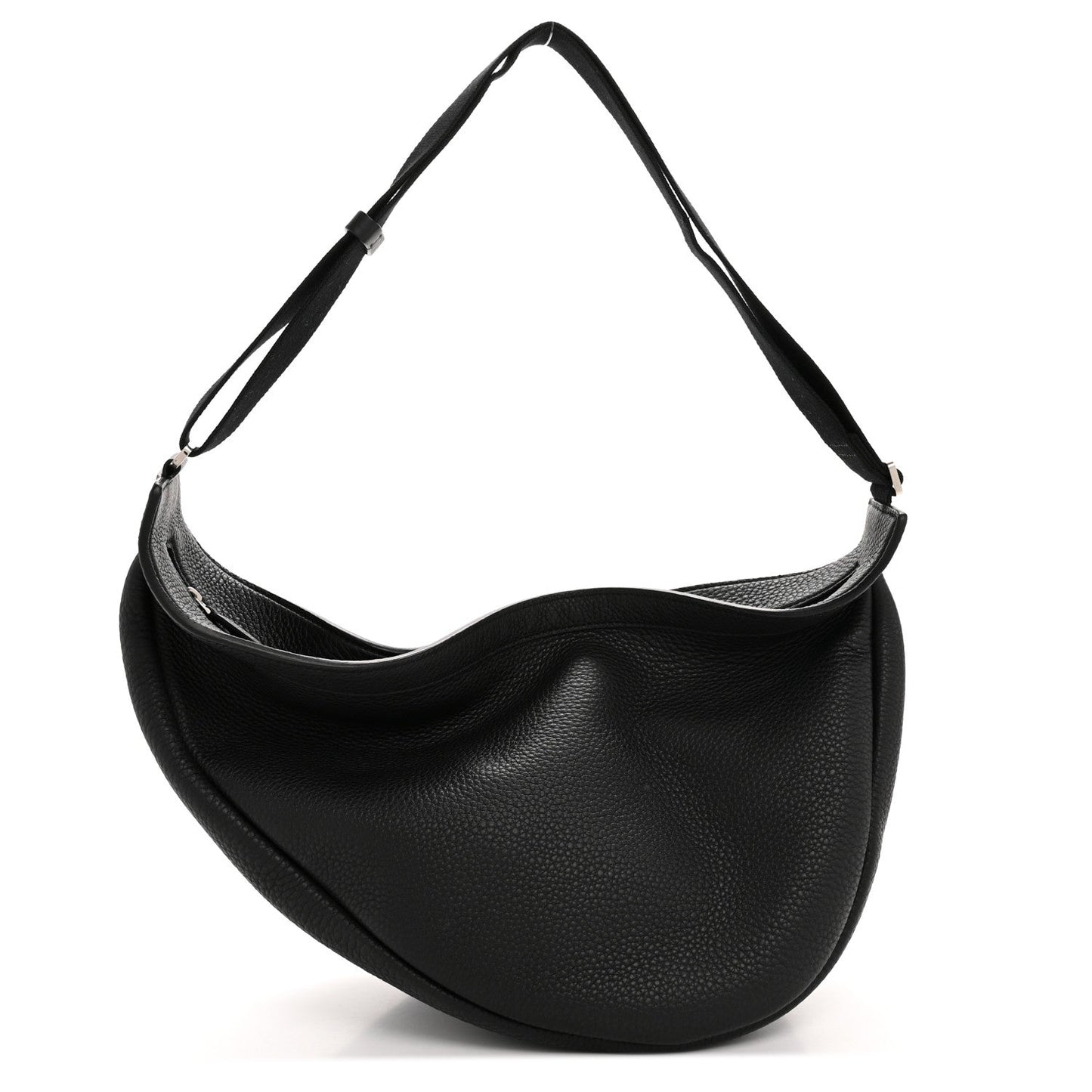 Grained Calfskin Large Slouchy Banana Bag Black